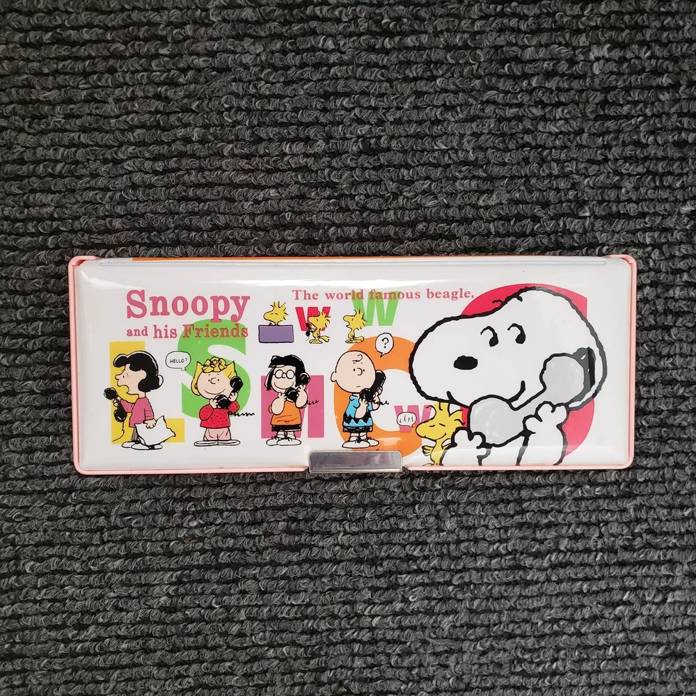 Snoopy Peanuts Pencil Case Dubble sided Japan Retro Rare Collectible Vtg NWOT